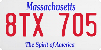 MA license plate 8TX705