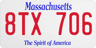 MA license plate 8TX706