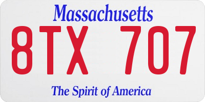 MA license plate 8TX707