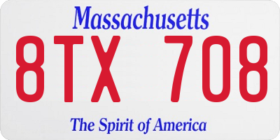 MA license plate 8TX708