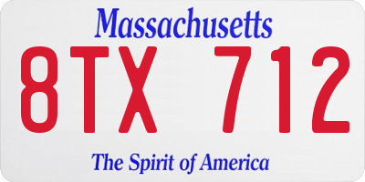 MA license plate 8TX712