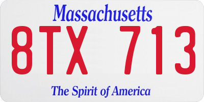 MA license plate 8TX713