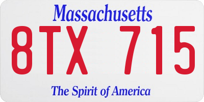 MA license plate 8TX715