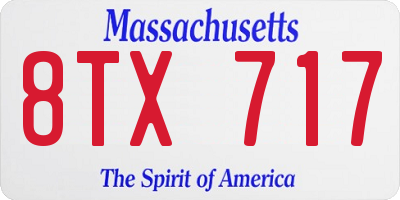 MA license plate 8TX717