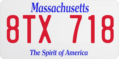 MA license plate 8TX718