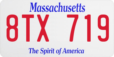 MA license plate 8TX719