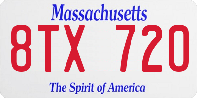 MA license plate 8TX720