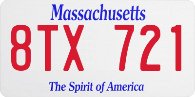 MA license plate 8TX721