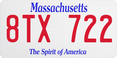 MA license plate 8TX722
