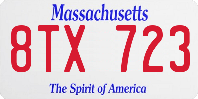 MA license plate 8TX723