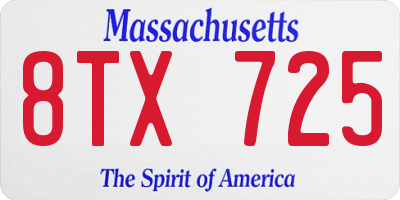 MA license plate 8TX725