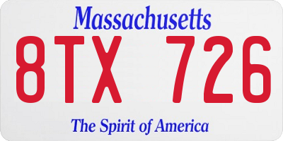 MA license plate 8TX726