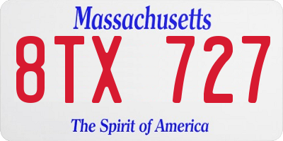 MA license plate 8TX727