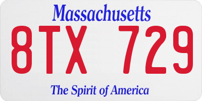 MA license plate 8TX729