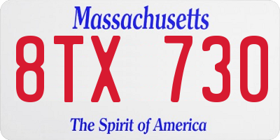 MA license plate 8TX730