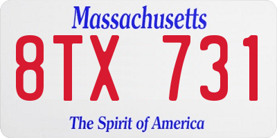 MA license plate 8TX731