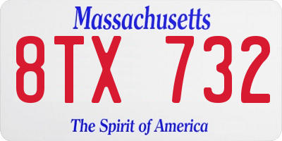 MA license plate 8TX732