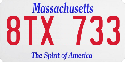 MA license plate 8TX733