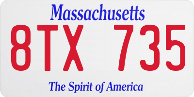 MA license plate 8TX735