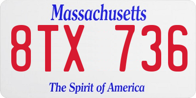 MA license plate 8TX736