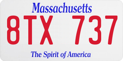 MA license plate 8TX737
