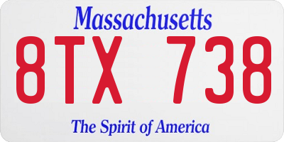 MA license plate 8TX738