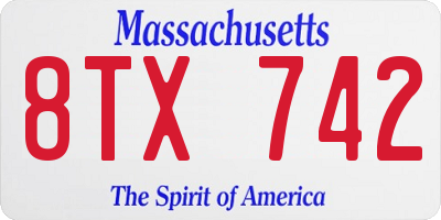 MA license plate 8TX742