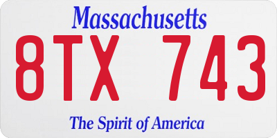 MA license plate 8TX743