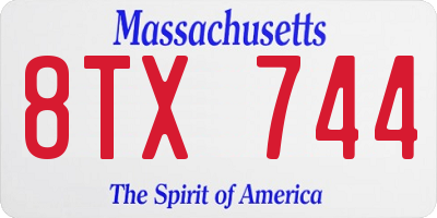 MA license plate 8TX744