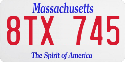 MA license plate 8TX745