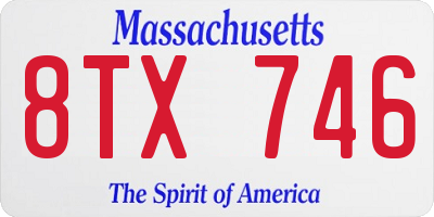 MA license plate 8TX746