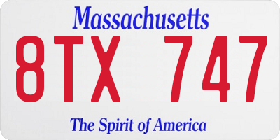 MA license plate 8TX747