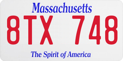 MA license plate 8TX748
