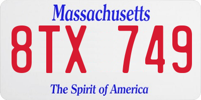 MA license plate 8TX749