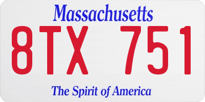 MA license plate 8TX751