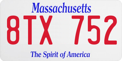 MA license plate 8TX752