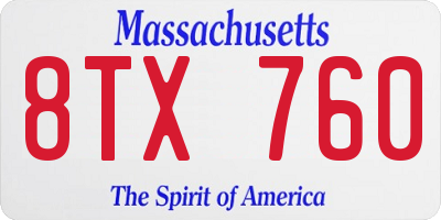 MA license plate 8TX760
