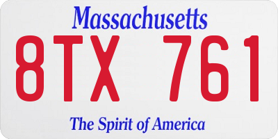 MA license plate 8TX761