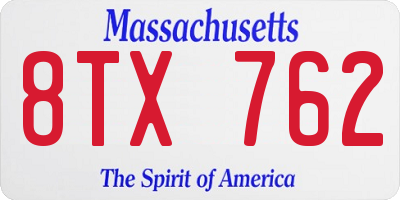 MA license plate 8TX762