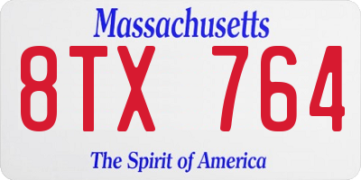 MA license plate 8TX764