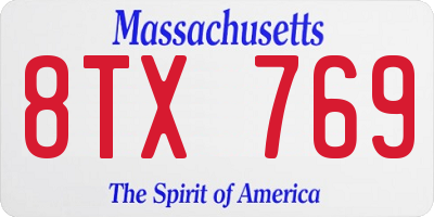 MA license plate 8TX769