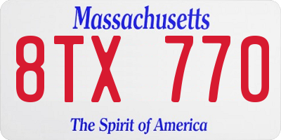 MA license plate 8TX770
