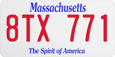 MA license plate 8TX771