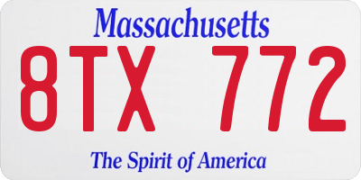 MA license plate 8TX772