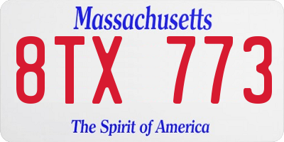 MA license plate 8TX773