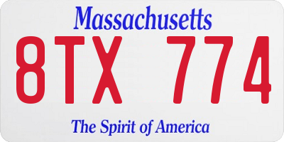MA license plate 8TX774