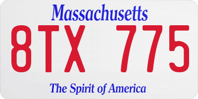 MA license plate 8TX775