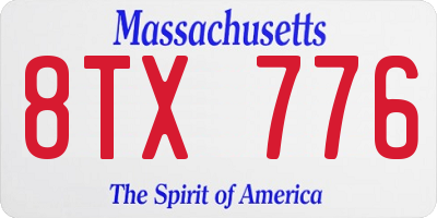 MA license plate 8TX776