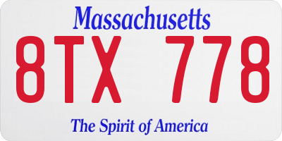 MA license plate 8TX778