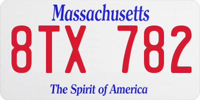 MA license plate 8TX782